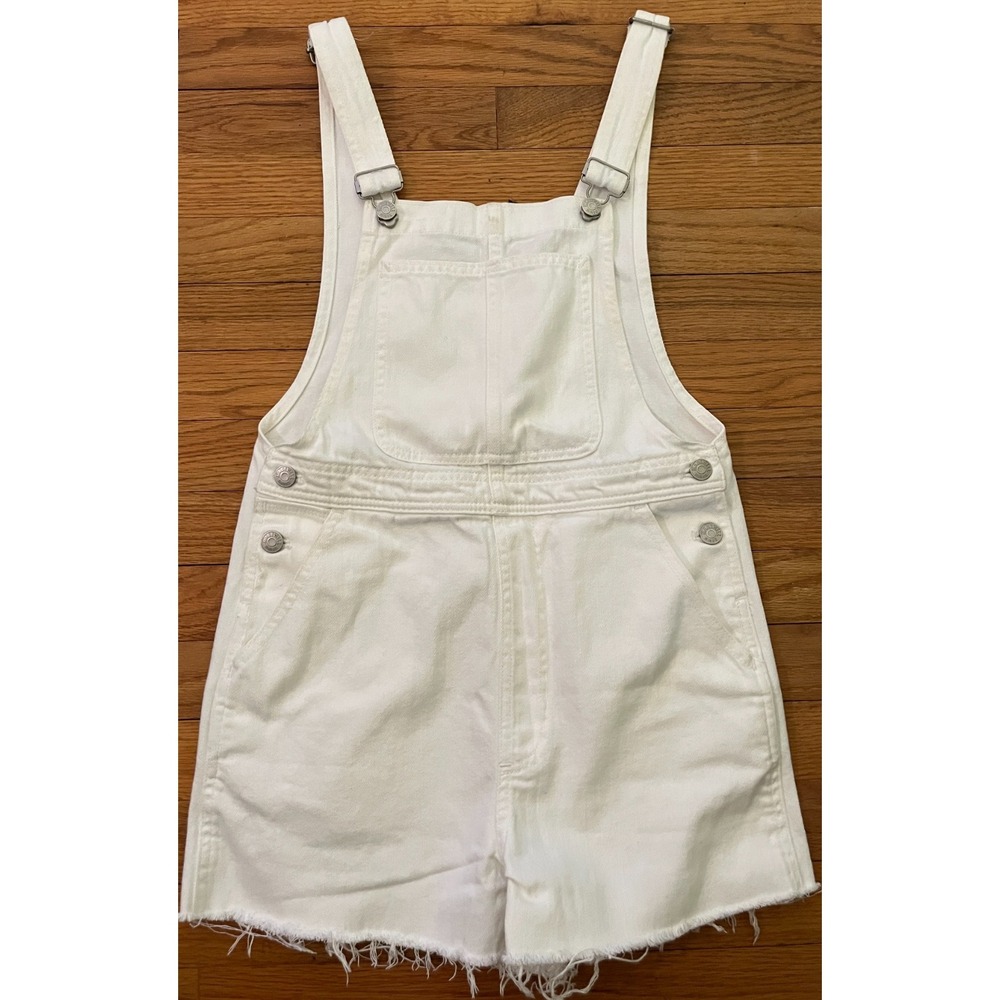 Madewell White Denim Jean Overalls Cut-Off Shorts Women XXS